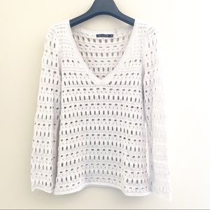 Nic+Zoe v-neck crochet v-neck knit sweater petite